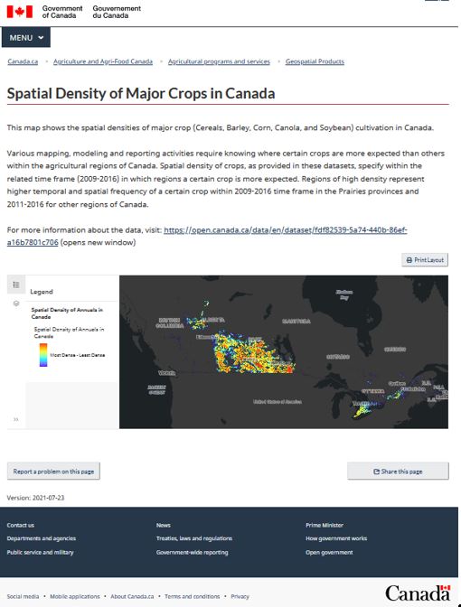 Spatial Density of Major Crops in Canada home