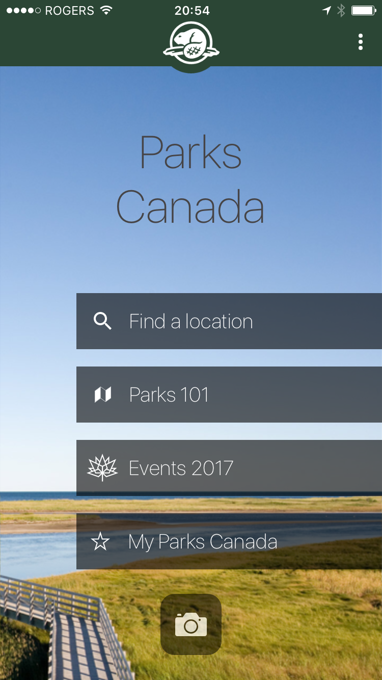 Parks Canada – National App home page