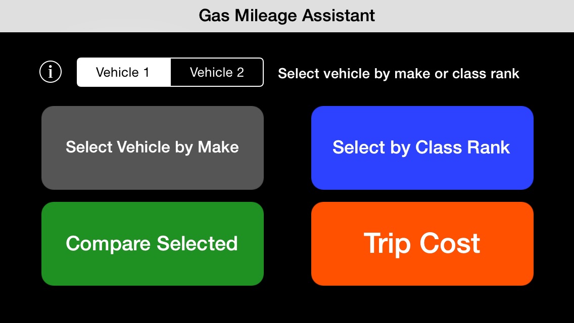 Screenshot 1 of the Canada Gas Mileage Assistant application